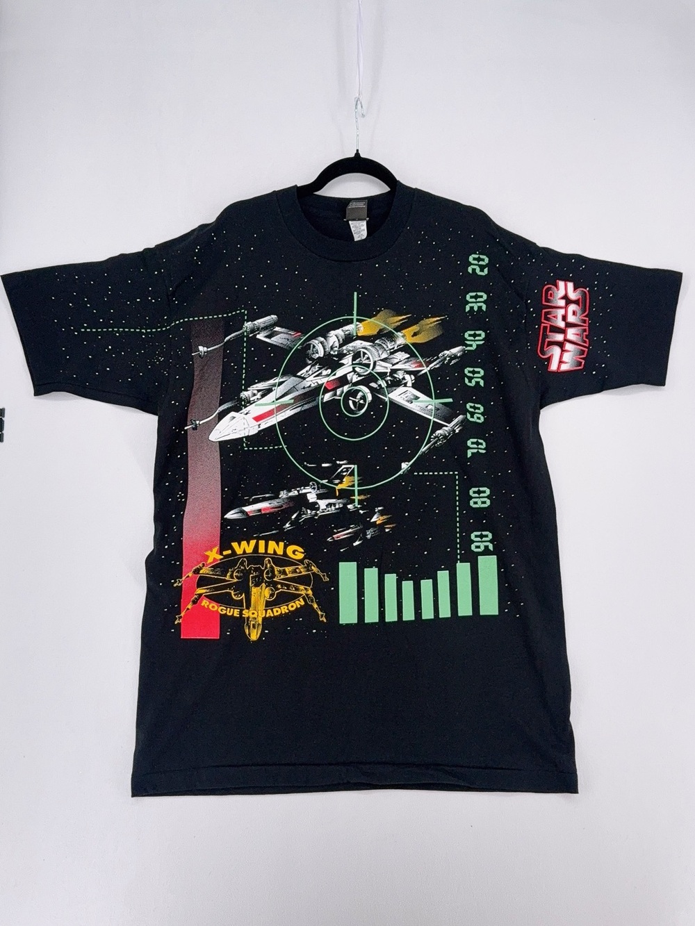 Vintage Star Wars AOP 1996 X- Wing Rogue Squadron Black T-shirt Single Stitch XL